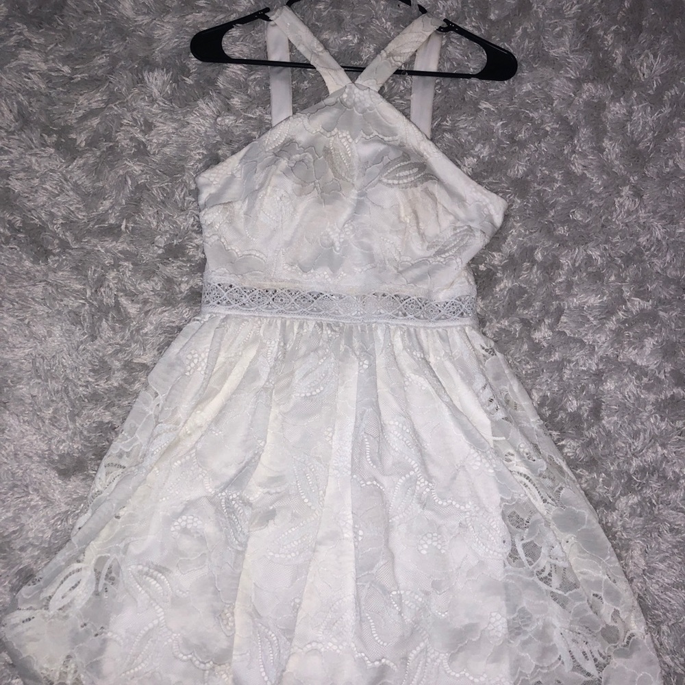 Francesca’s White Halter Lace Dress